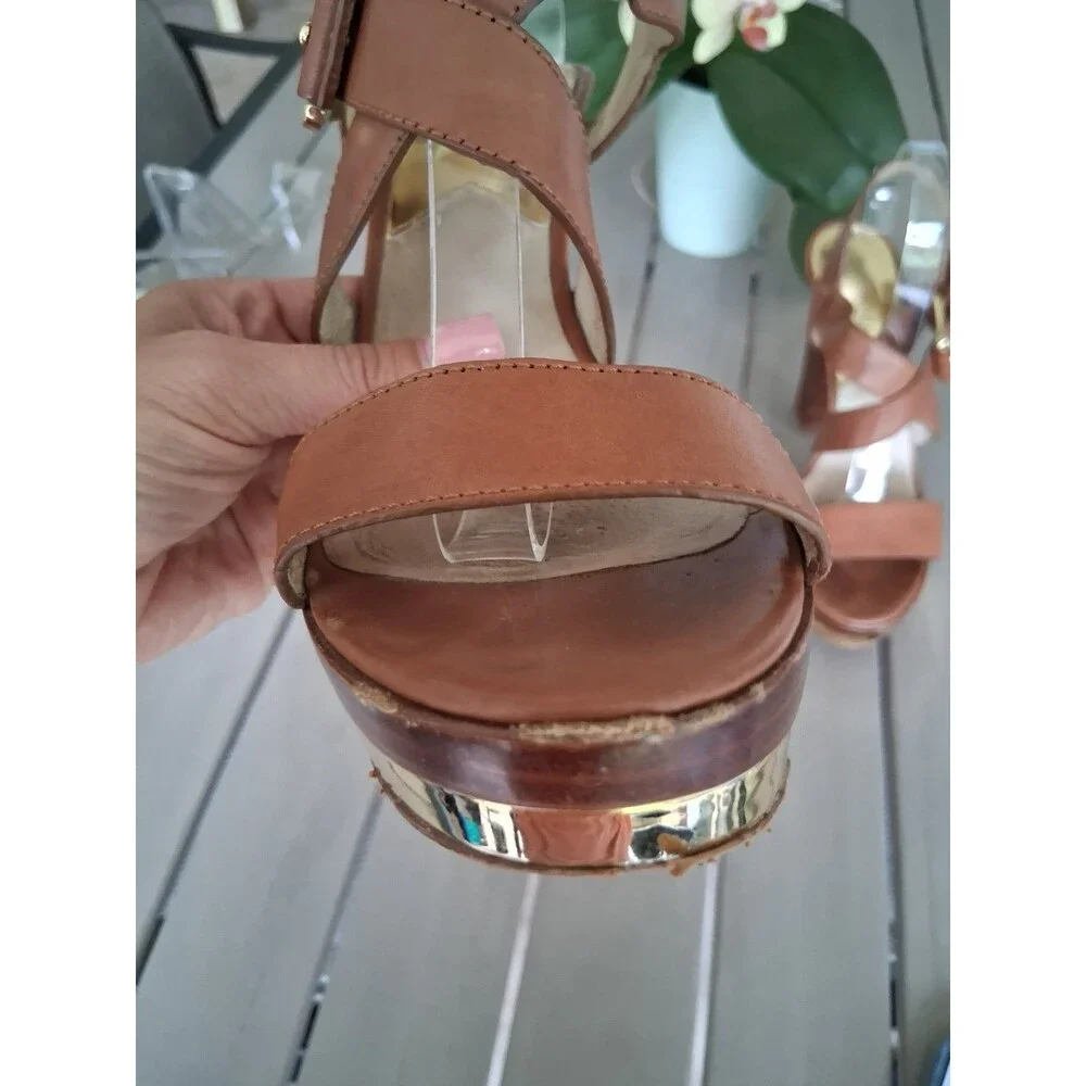 Michael by Michael Kors Calder Platform Sandals Heels, Brown, Size 9 SB6